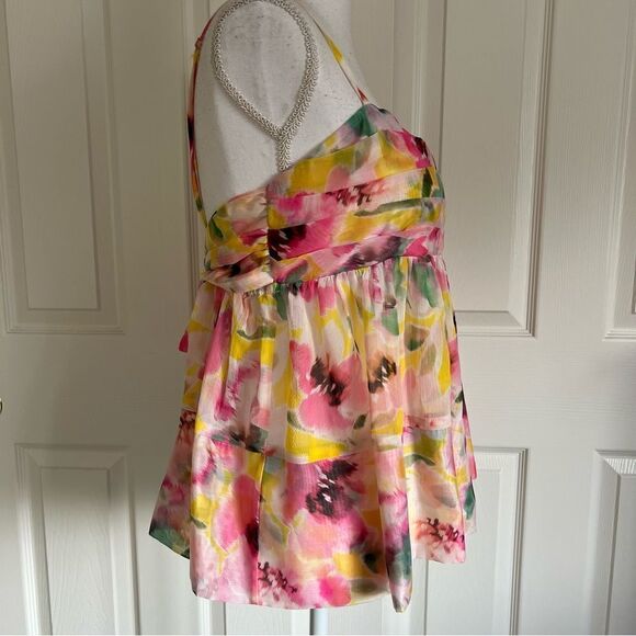 MISA Mariposa Chiffon Floral Babydoll Top Medium Multicolor NEW MSRP $275 - Picture 3 of 8